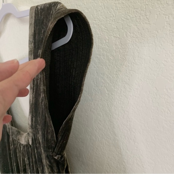 Vivien Ramsay Womens green/ brown 100% silk velvet sleeveless midi dress S - Picture 8 of 10